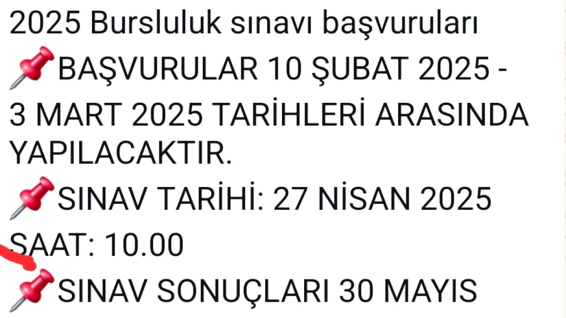 2025 İLKÖĞRETİM ORTAÖĞRETİM BURSLULUK SINAVI DUYURUSU